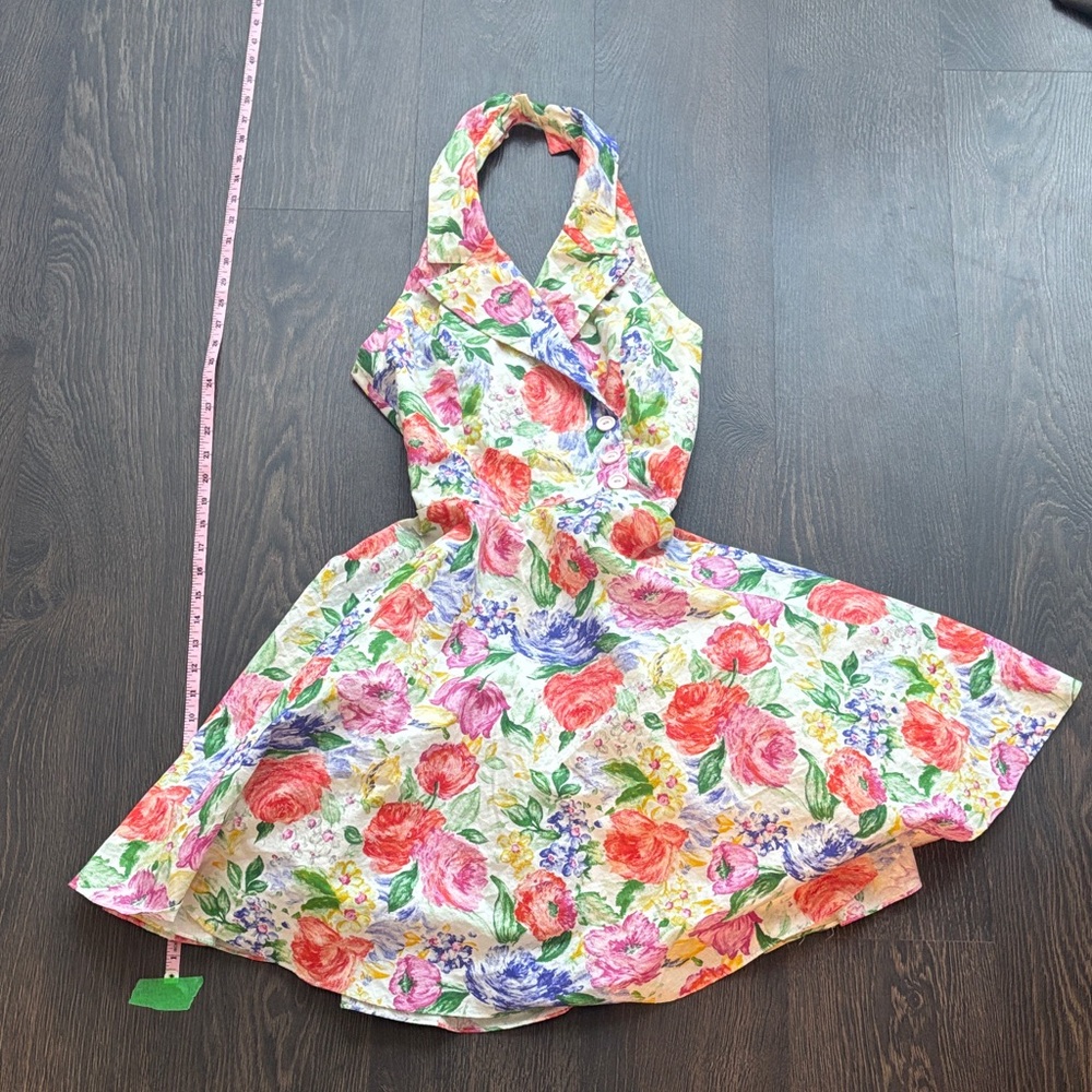Designer Vintage Floral Backless Dress